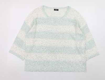 F&F Damen Pullover Mehrfarbig Pailletten Gestreift Größe 20 Relaxed Fit
