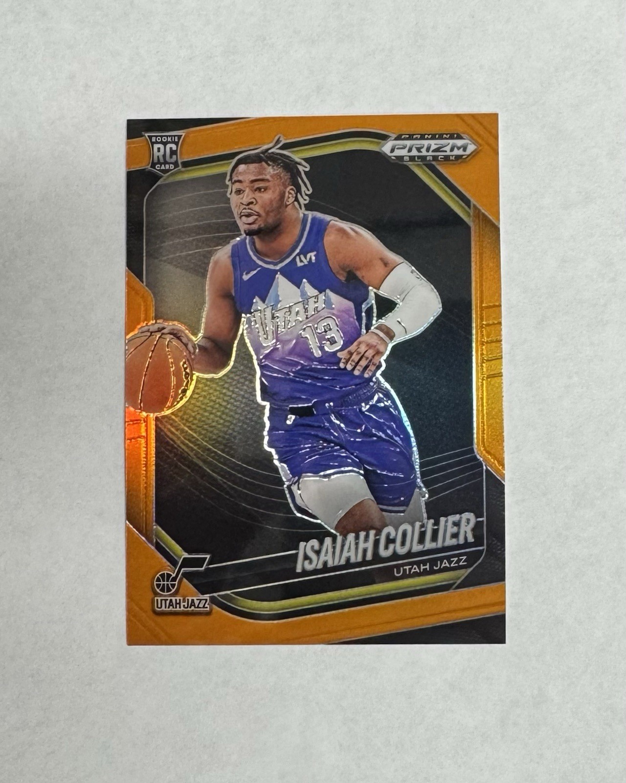 Isaiah Collier 2024-25 Panini Prizm Black #32 Orange /49 Rookie Utah Jazz