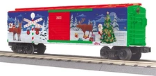 MTH RAILKING CHRISTMAS BOXCAR W/ BLINKING LEDs reindeer O GAUGE MTH30-71155 NEW