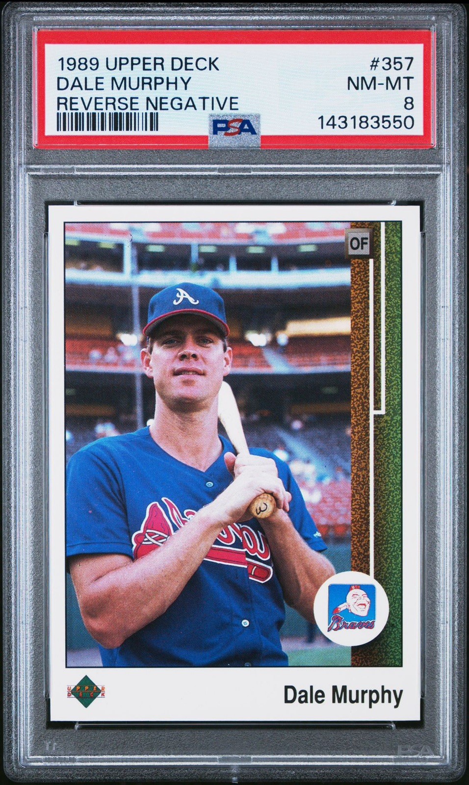 1989 Upper Deck #357 Dale Murphy Reverse Negative PSA 8