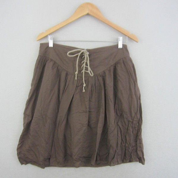 Country Road Skirt Womens 12 Brown Modal Bubble Hem Lace Up Front Casual Boho