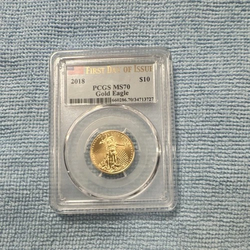 US Mint 2018 Gold Eagle $10 PCGS MS70 1/4 oz First Day of Issue