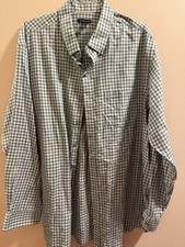 Van Heusen Button Down Shirt 19-19 1/2 Green Check Long Sleeve Pocket 2XLT