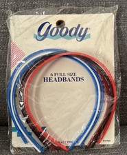 VTG GOODY Deadstock 6 Full Size Headbands Blue White Black Red Pink 3966 1989USA