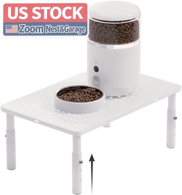 US Stock WSOWX Cat Food Stand Adjustable Elevated White Metal 4.1 4.9 5.7