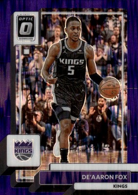 2022-23 Donruss Optic De'Aaron Fox #130 Purple Shock Sacramento Kings 18F