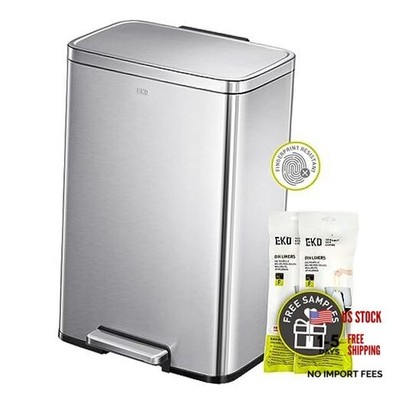 EKO Madison Steel 13.2 Gal/Kitchen Step Trash Can or 50L Brushed Stainless