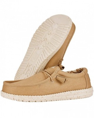  Schuhe Sneaker Freizeit HERREN Hey Dude Halbschuhe Wally Canvas m Gelb Tan 