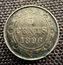 1896 Canada 5 Cents Silver Coin