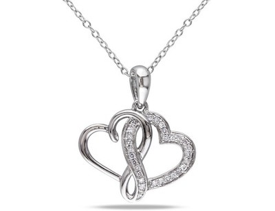 1/7 Karat (ctw) Diamant Herz Anhänger Halskette in Sterlingsilber