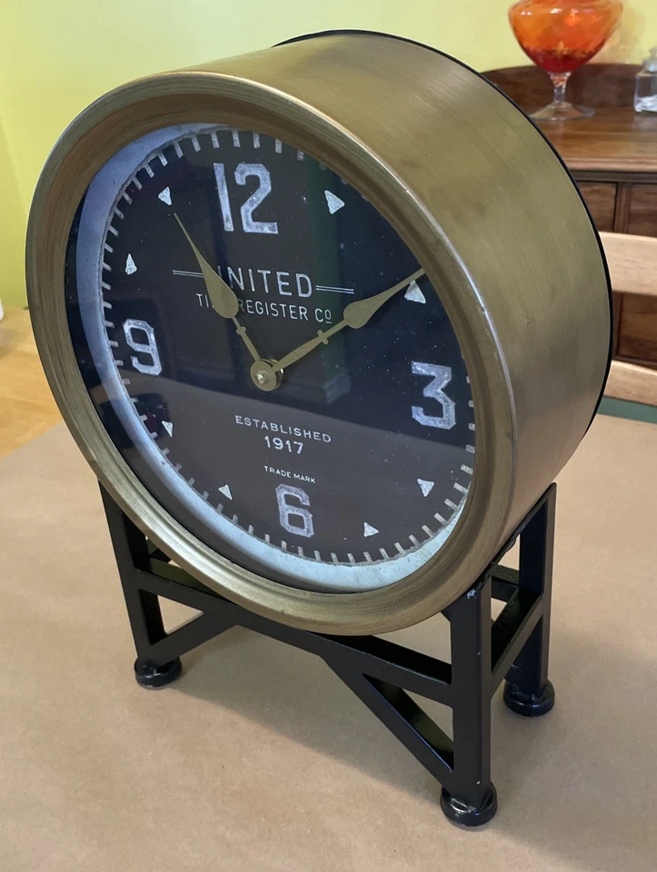 Shyam  - 16 inch Pedestal Table Clock Mantle clock Uttermost Brass Black  - Image 4 of 4