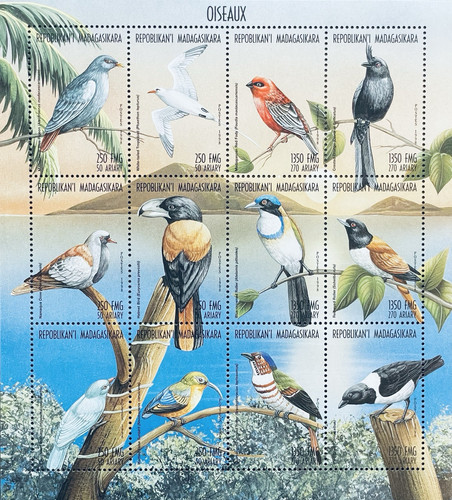 MADAGASCAR BIRDS STAMPS SHEET 1999 MNH BIRD WILDLIFE FAUNA NATURE SUNBIRD PIGEON