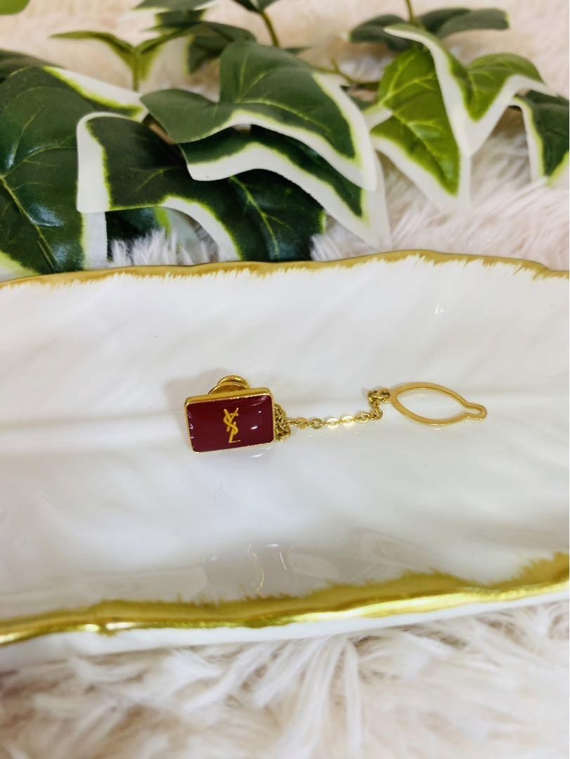 Yves Saint Laurent Cravatta Spilla Cravatta Tack Dorata Classica Elegante Abito Formale:K
