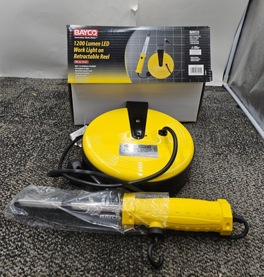 Bayco SL-866 1200 Lumen LED Work Light Retractable Reel 50' Cord Hook Yellow