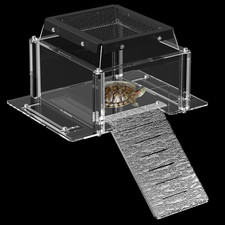 Turtle Basking Platform  Dock Fits 9.8-13.6 Inch Wide Aquariums, Clear Acrylic