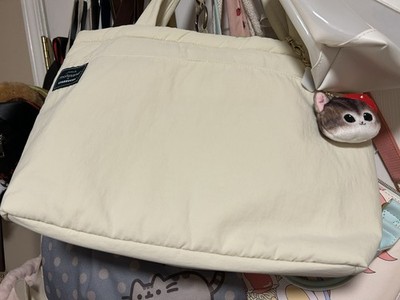Starbucks x mofusand Cat Tote Bag Beige Canvas with Inside Pockets Lightweight