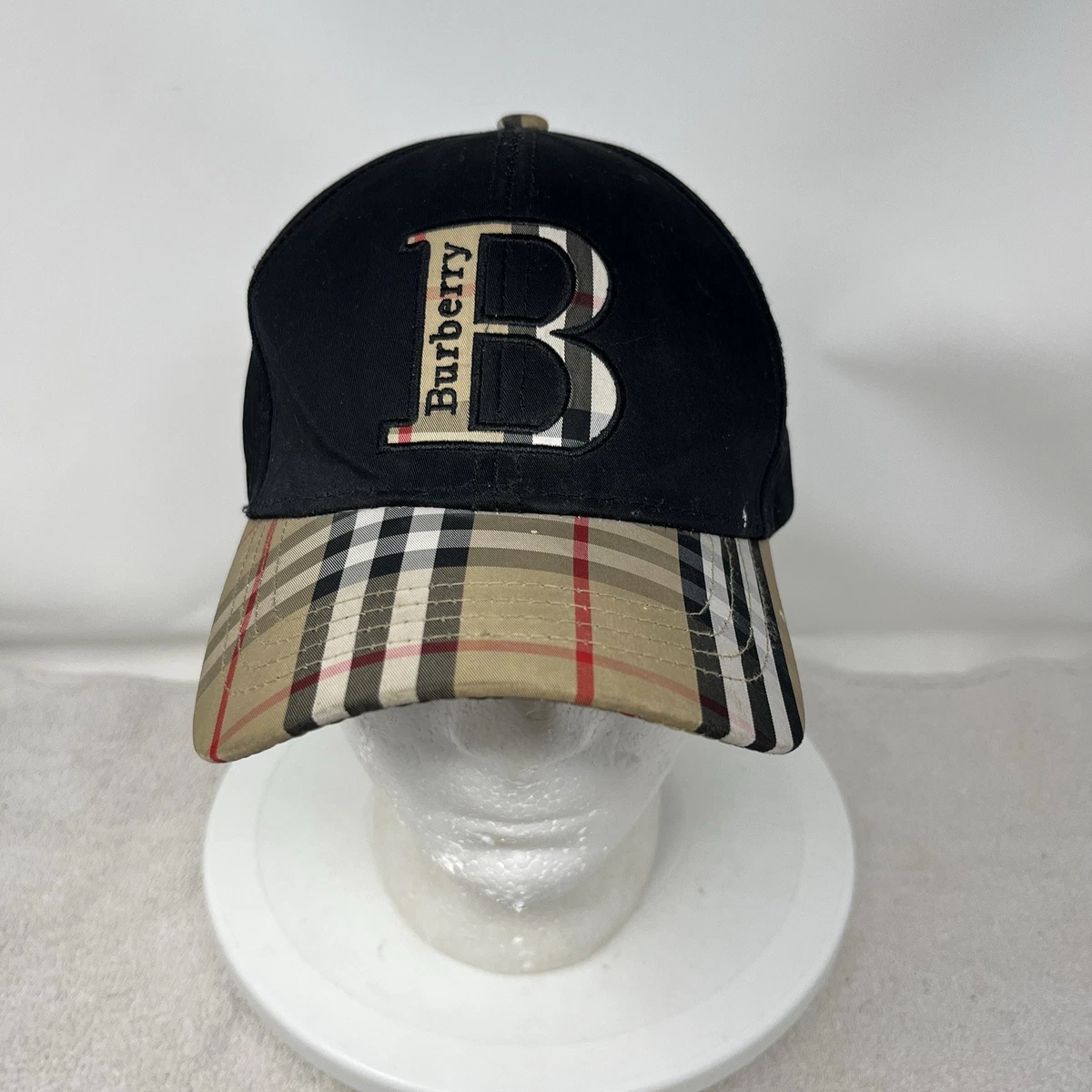Burberry  hat Black Burberrys Spellout. One Size Check Cursive Logo Gabardine Baseball Cap in Black - Men  main image 4