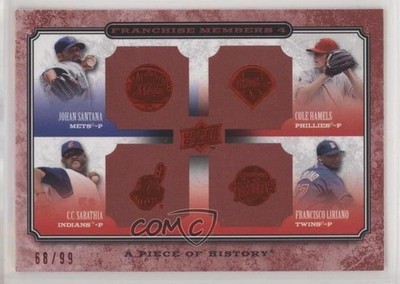 2008 A Piece of History Red 68/99 Johan Santana Cole Hamels CC Sabathia HOF pd6