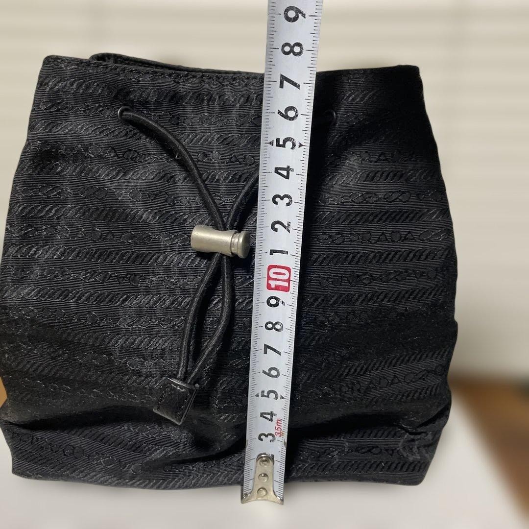 PRADA Black Drawstring Pouch Small Bag Leather To… - image 4