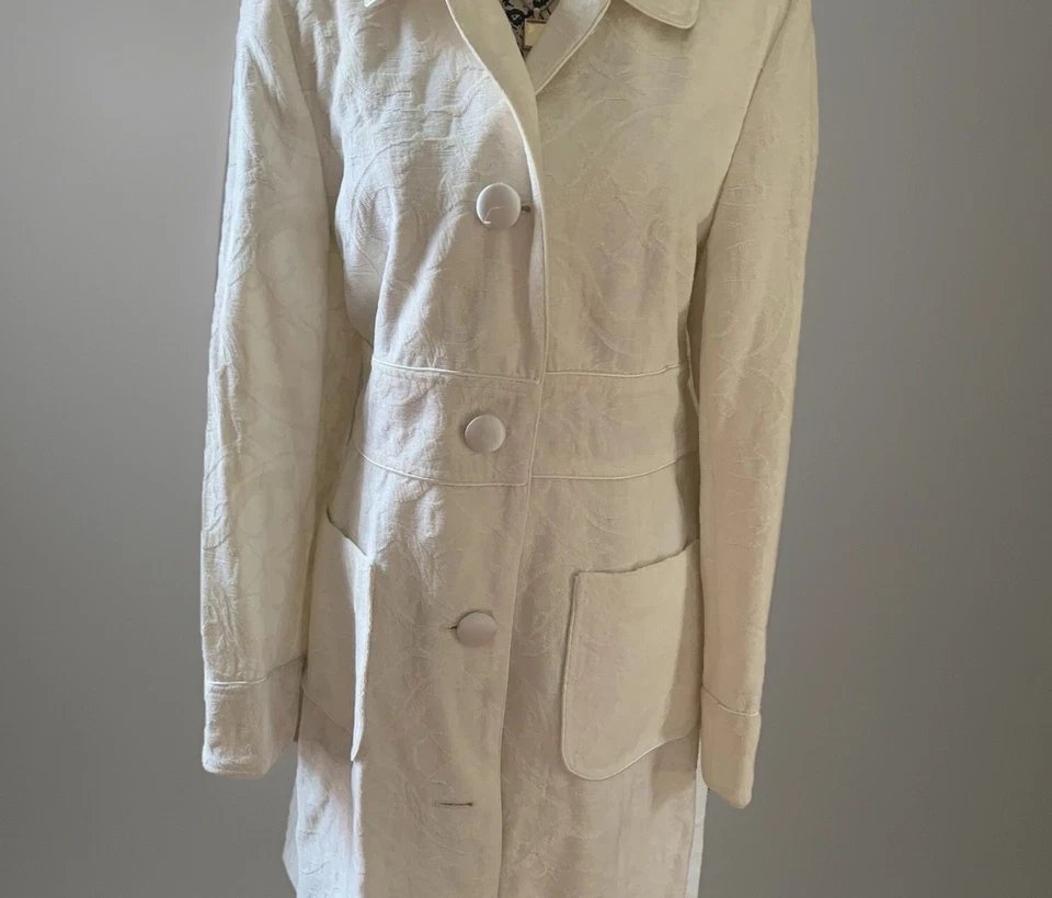 Women’s Coat Nine By Nine West Long Ivory White Blazer Jacket Size S - Image 2 of 4