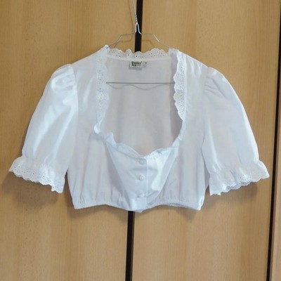 Vintage Distler Dirndlbluse Weiß Gr. 38 Trachtenbluse Spitze K&L Ruppert TOP