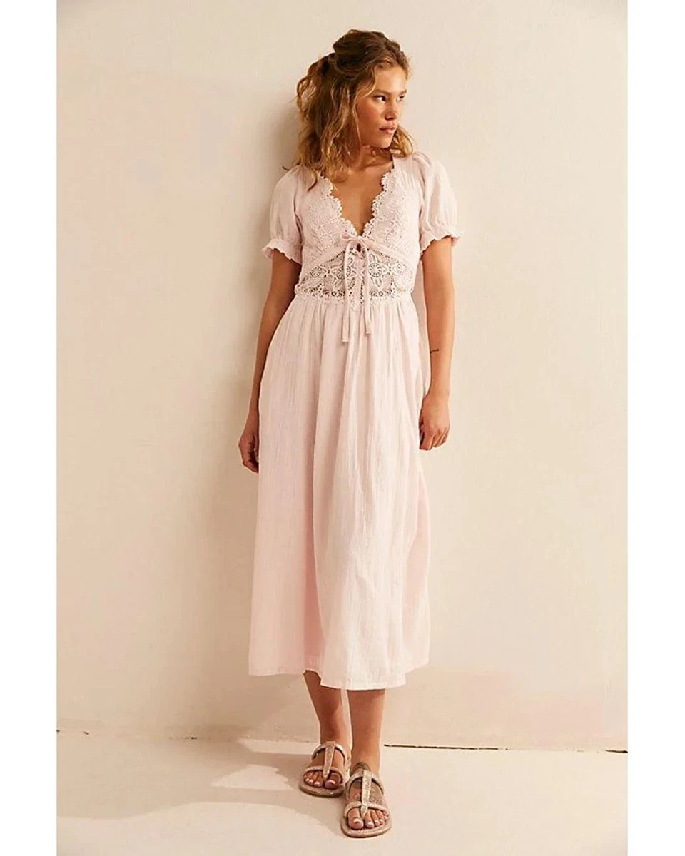 free people peach lace dress Free People Peach Ruffle Dress! by Free People