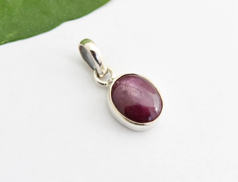 Sternrubin Anhänger gefasst 925 Silber Edel Geschenk Edelstein Rot Stern Rubin - Bild 4 von 4