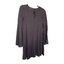 Derek Heart lightweight Sweater Dress Keyhole Neck Flare Sleeves Grey Size Small