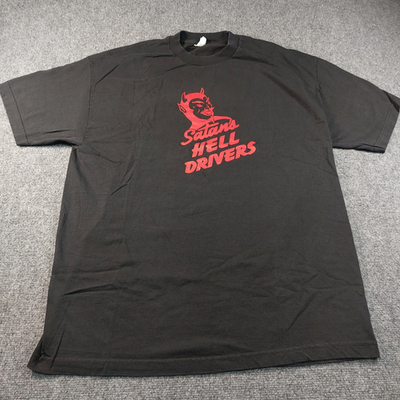 #ad #ad Vintage Satans Hell Drivers T Shirt Mens Large XL Black Red Devil Logo Alstyle $44.95