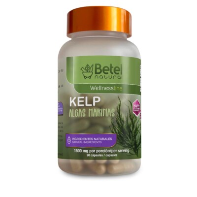 Algas Marinas/Kelp 90 Capsules by Betel Natural - 1500 mg per Serving - Yodo