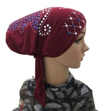 Women HIjab Inner Caps Ramadan Rhinestone Arab Muslim Hijab Islamic Amira Hats