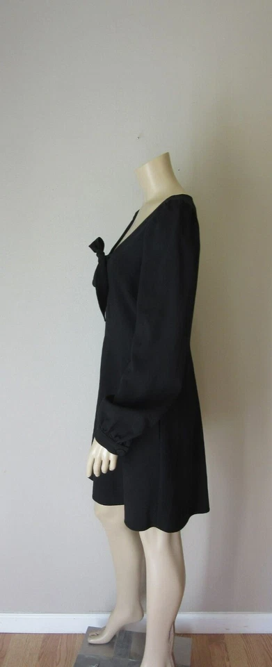 BLACK HALO Black Long Sleeve Scoop Neck Size 14 Short Cocktail Dinner Dress - Image 3 of 4