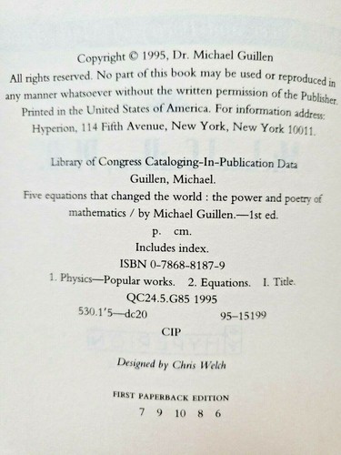 1995 Five Equations that Changed the World ... Mathematics by M. Guillen PB book - Imagen 3 de 6