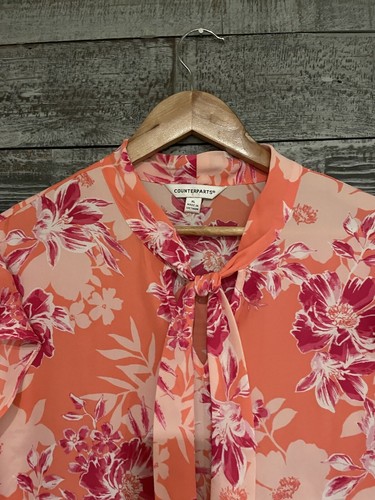 Counterparts Floral Shirt Deep Coral 912P348HA Women’s Size XL NWT $48 MSRP - Picture 3 of 11