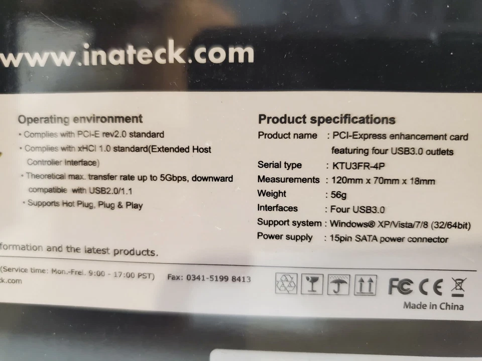 *NEW* Inateck KTU3FR 4-Port USB 3.0 PCI-E Expansion Card - In Shrink-wrapped box - Image 4 of 4