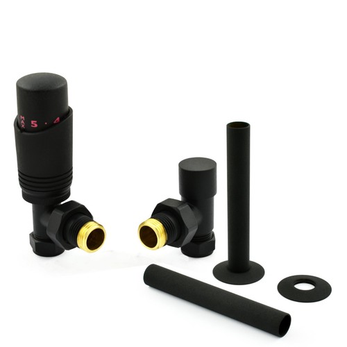 Radiator Valves Modern Thermostatic Angled TRV Pair - Cascade | Hot Flow - Picture 135 of 225