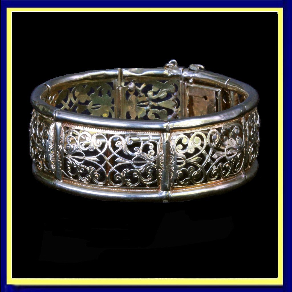 【廃盤】LORO line bangle Antique Victorian cuff bracelet bangle 18k gold openwork LAROCHE