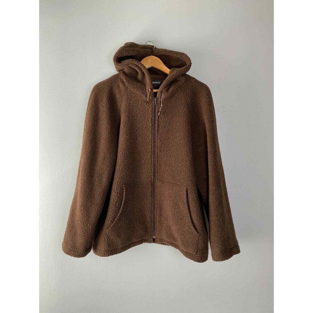 Sandro Women's Size M Teddy Bear Hooded Full Zip Jacket Coat Brown