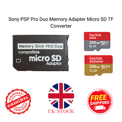 Sony PSP Micro SD to MS Pro Duo Memory Stick Adapter - For 1000/2000/3000 Series