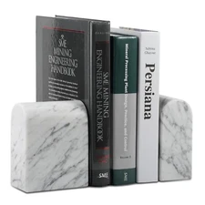 Natural Italian Marble Bookends for Shelves, Book Ends for Heavy Books, 13LBS...