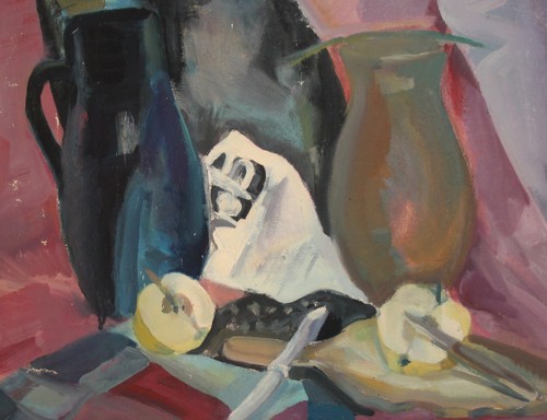 Vintage fauvist still life oil painting - Picture 8 of 12