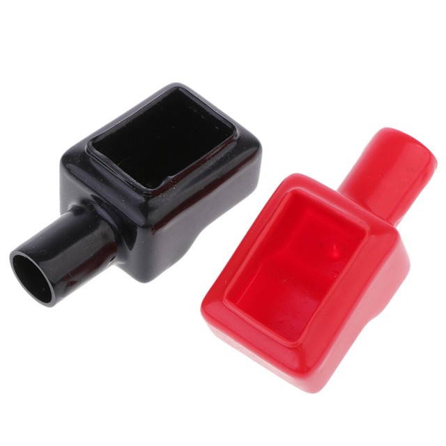 2PCS Car Battery Terminal Insulation Protector Sleeve Covers (Black Red