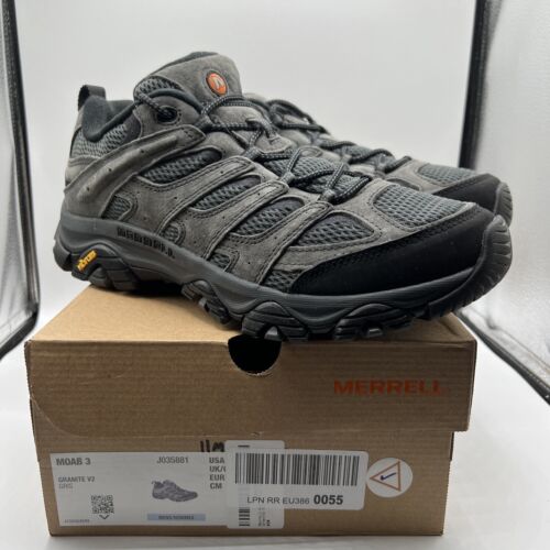 MERRELL Moab 3 J035881 Mens Granite V2 Lace Up Hiking VIBRAM Shoes Size 11 EUC - Picture 1 of 12