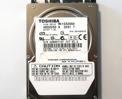 Toshiba MK1032GSX (HDD2D30 S ZK01 T) 010 D0/AS021G Sata 100gb 2.5'' Philippines