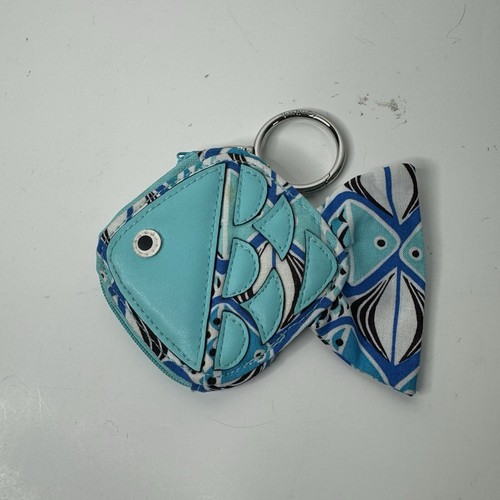 Vera Bradley Fish Bag Charm - Go Fish Blue - Twist Keyring - Coin Purse - Picture 2 of 9
