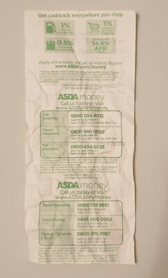 Old Asda Receipt Dated 18th December 2012