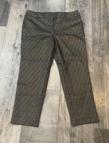 Ann Taylor Loft Black and Gold Marisa Style Lined Slacks Sz 12 Petites GUC