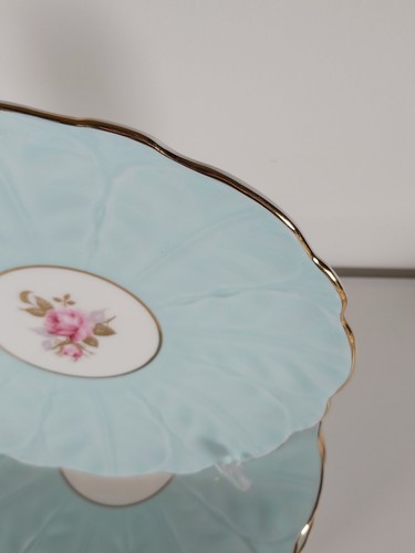 Aynsley Aqua Blue Floral Gilded Dessert Set For Six - Picture 13 of 24