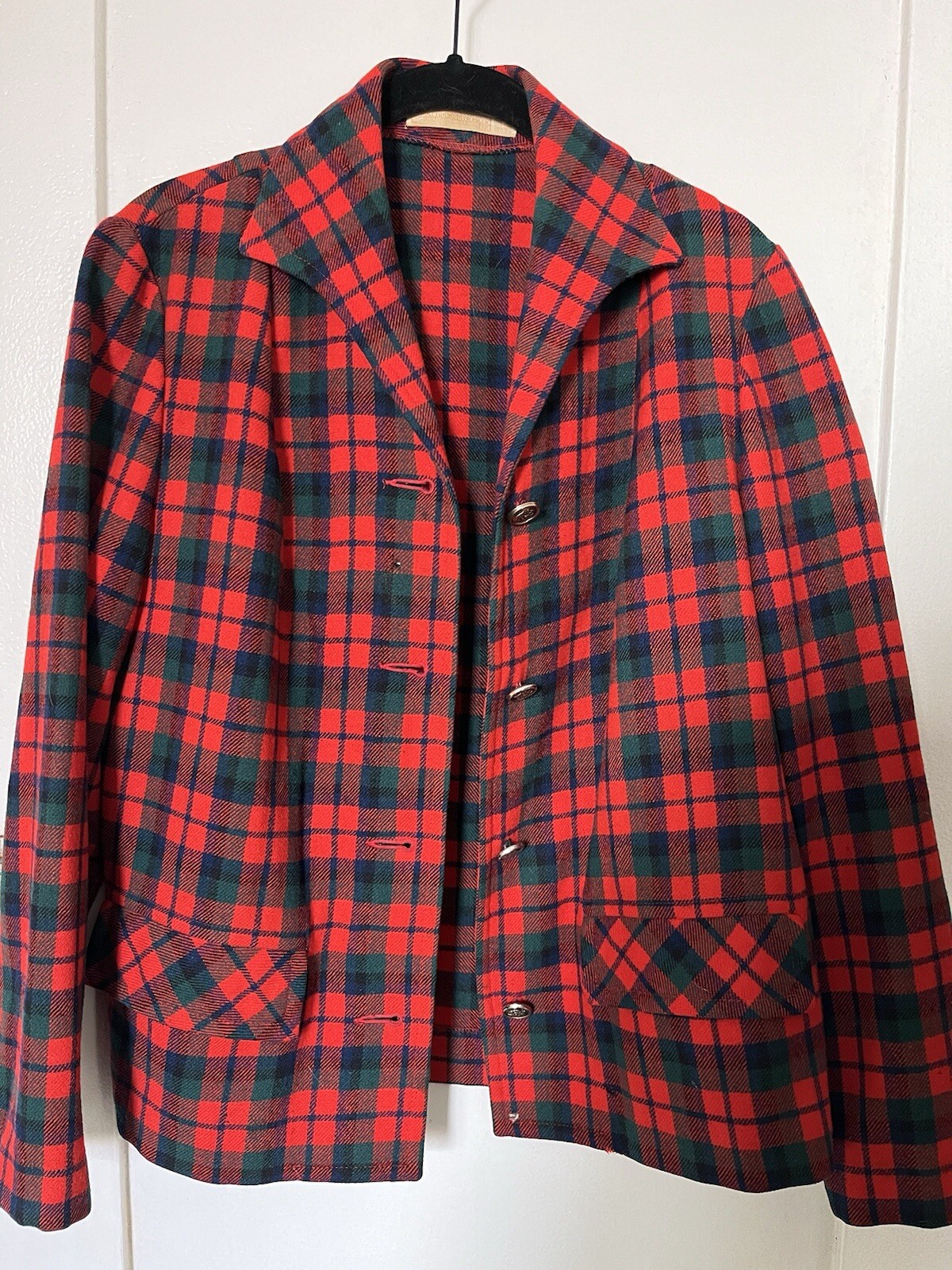 PENDLETON Women’s Jacket Vintage 1950s Red  Plaid… - image 1