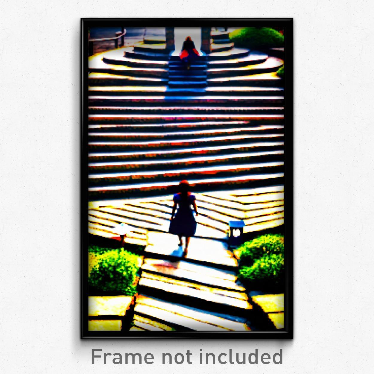 Pixel Art Poster - Quaint Steps (8 Bit Psychedelic Trippy Video Game Print)